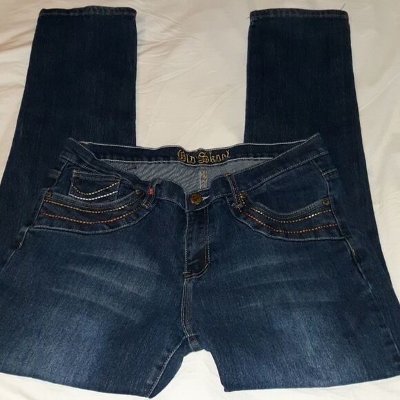 Old Skool Bling Fleur de Lis Design Jeans 16 - Picture 2 of 8